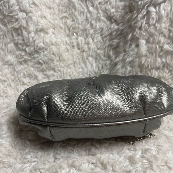 Stephanie Snakeskin  prints Rhinestone Vintage Metallic gray evening Bag. - Picture 4 of 13
